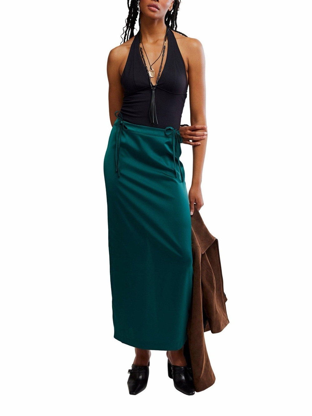 NWT Free People Rosetto Column Skirt Emerald Green Size 6 - Picture 4 of 14